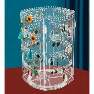 Tasybox 360 Earrings Acrylic Jewelry Storage Display 400 Holes 192 Grooves